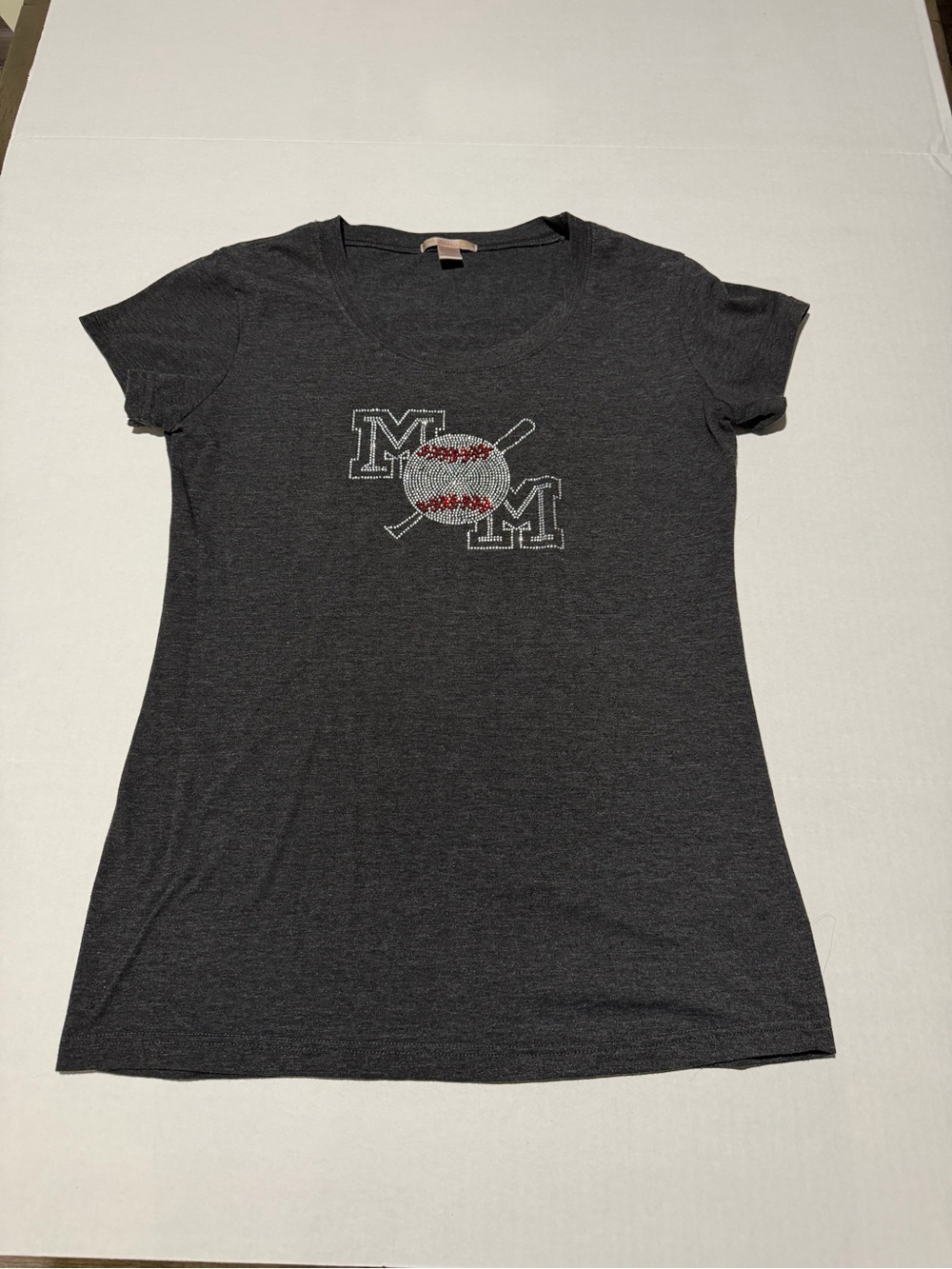 Rosio Charcoal Gray Short Sleeve Tee‎ with Baseball Graphic